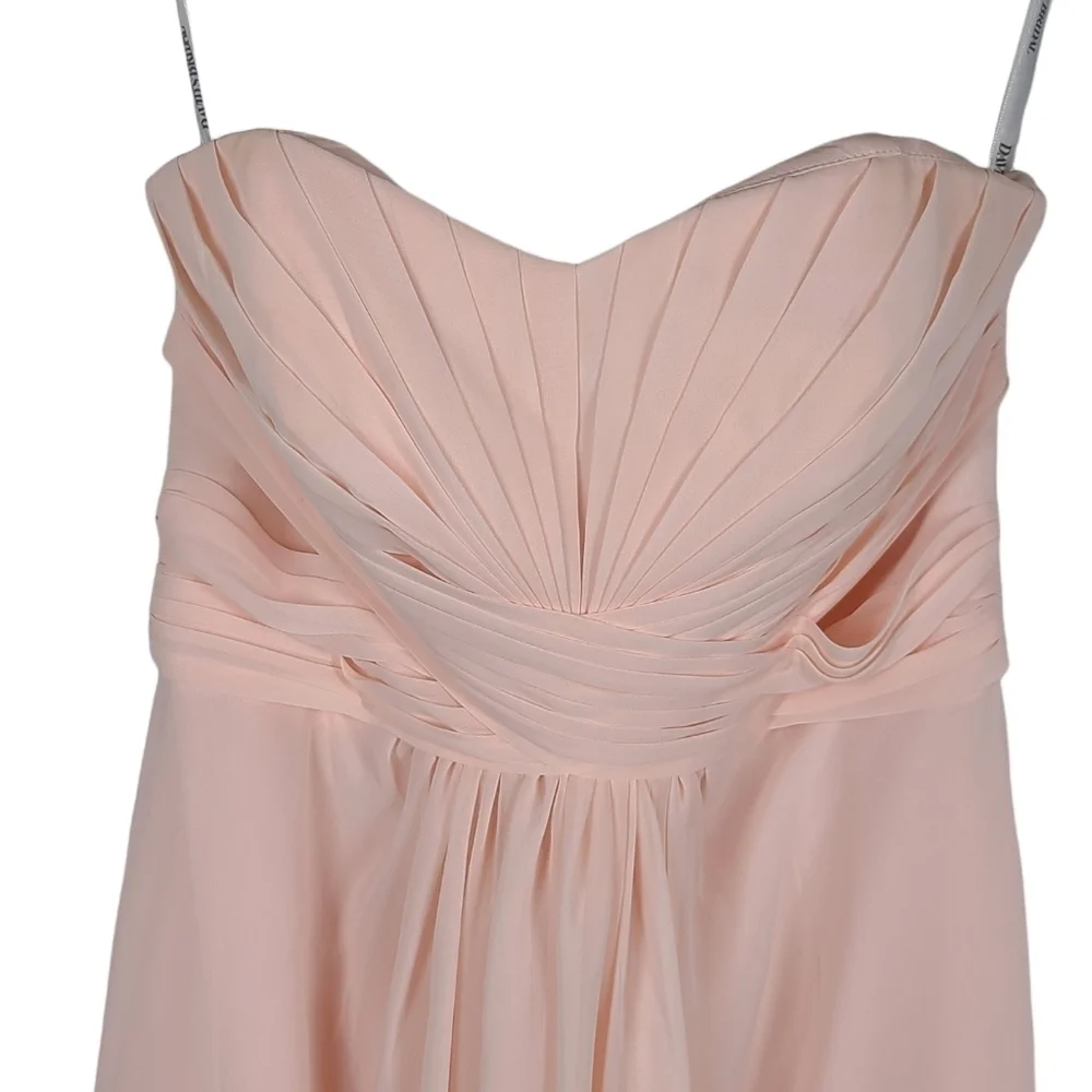 DAVID’S BRIDAL chiffon petal pink strapless maxi dress zip back Dz 2 - Picture 6 of 8